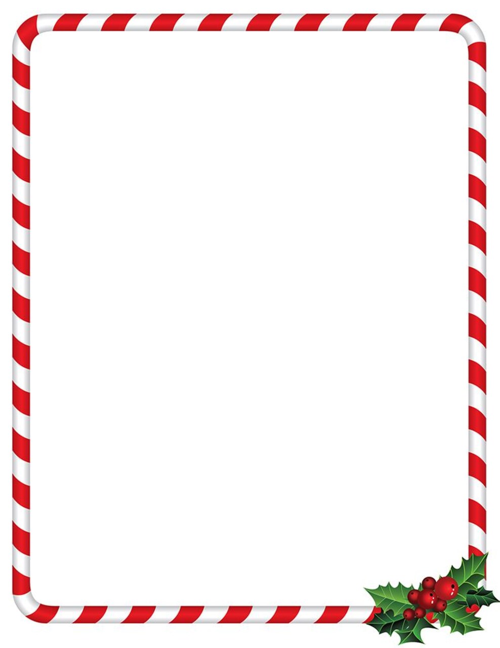 Great Papers! Holiday Stationery Letterhead, Candy Cane Holly, 8.5"x11", Printer Friendly, 80 sheets